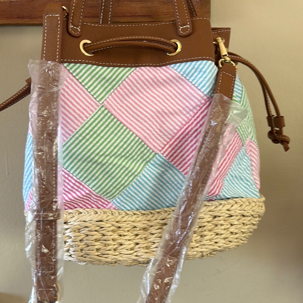 TALBOTS Striped Patchwork Bucket, Shoulder Bag